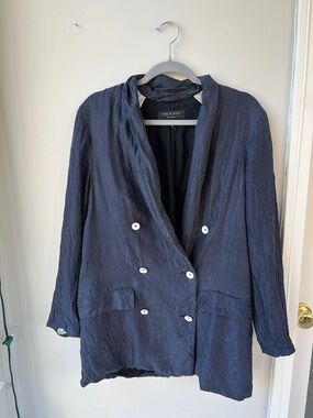 Rag & Bone micro polka dot Gabrielle silk long blazer